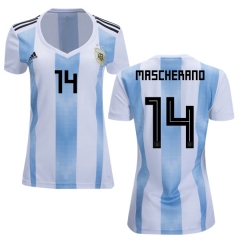 Women Argentina 2018 FIFA World Cup Home Javier Mascherano #14 Jersey Shirt