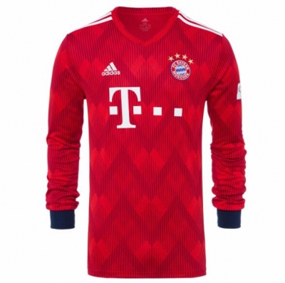 18-19 Bayern Munich Home Long Sleeve Soccer Jersey Shirt