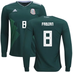 Mexico 2018 World Cup Home MARCO FABIAN 8 Long Sleeve Soccer Jersey Shirt