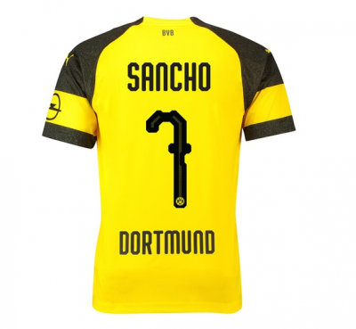 18-19 Borussia Dortmund Sancho 7 Home Soccer Jersey Shirt