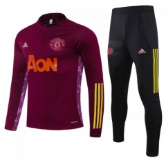 20-21 Manchester United Purple Training Top and Pants