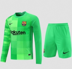 Long Sleeve 21-22 Barcelona Green Goalkeeper Soccer Uniforms