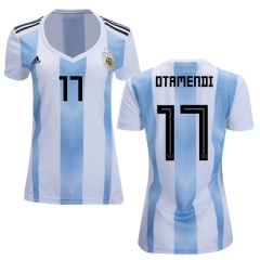 Women Argentina 2018 FIFA World Cup Home Nicolas Otamendi #17 Jersey Shirt