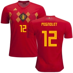 Belgium 2018 World Cup Home SIMON MIGNOLET 12 Soccer Jersey Shirt