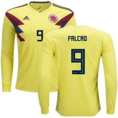Colombia 2018 World Cup RADAMEL FALCAO 9 Long Sleeve Home Soccer Jersey Shirt