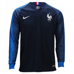 France 2018 World Cup Home Long Sleeve Soccer Jersey Shirt