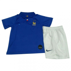 Children France 2019 World Cup Centenary Home Soccer Kit (Shirt + Shorts)