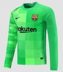 Long Sleeve 21-22 Barcelona Green Goalkeeper Soccer Jersey Shirt