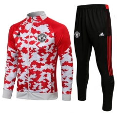 21-22 Manchester United Red White Training Jacket and Pants