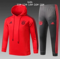 18-19 Children Bayern Munich Red Training Suit (Hoodie Sweat Shirt+Pants)