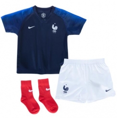 France 2018 World Cup Home Children Soccer Kit Shirt + Shorts + Socks