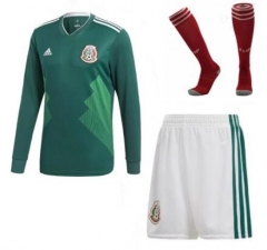 Mexico 2018 World Cup Home LS Soccer Whole Kits (Shirt+Shorts+Socks)
