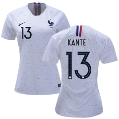 Women France 2018 World Cup N'GOLO KANTE 13 Away Soccer Jersey Shirt