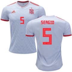 Spain 2018 World Cup SERGIO BUSQUETS 5 Away Soccer Jersey Shirt