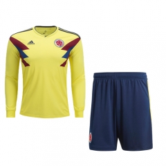 Colombia 2018 World Cup Home Long Sleeve Soccer Jersey Uniform (Shirt+Shorts)