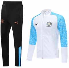 20-21 Manchester City White Blue Training Jacket and Pants