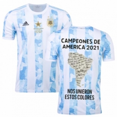 2021 Copa America Winner Version Argentina Home Soccer Jersey Shirt
