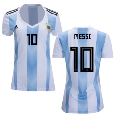 Women Argentina 2018 FIFA World Cup Home Lionel Messi #10 Jersey Shirt