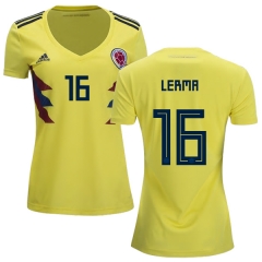 Women Colombia 2018 World Cup JEFFERSON LERMA 16 Home Soccer Jersey Shirt