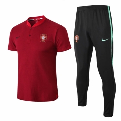 Portugal FIFA World Cup 2018 Red Polo + Pants Training Suit