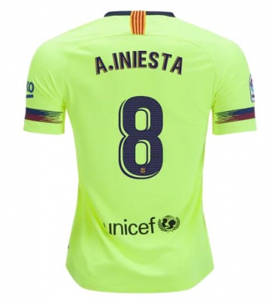 18-19 Barcelona Away Andres Iniesta 8 Soccer Jersey Shirt