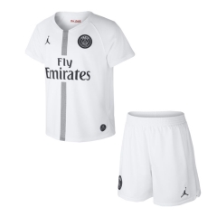 18-19 PSG X Jordan Third White Children Soccer Jersey Kit Shirt + Shorts