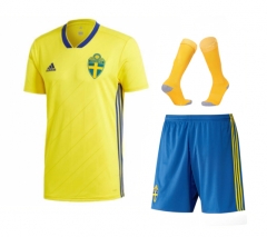 Sweden 2018 World Cup Home Soccer Jersey Kits (Shirt + Shorts + Socks)