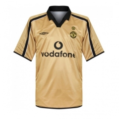 Manchester United 01-02 Away Gold Centenary Retro Soccer Jersey Shirt