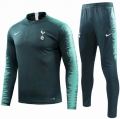 18-19 Tottenham Hotspur Dark Green Stripe Training Suit (Sweat shirt+Trouser)