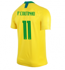 Brazil 2018 World Cup Home Philippe Coutinho Soccer Jersey Shirt