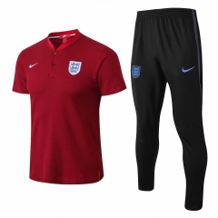 England FIFA World Cup 2018 Red Polo + Pants Training Suit