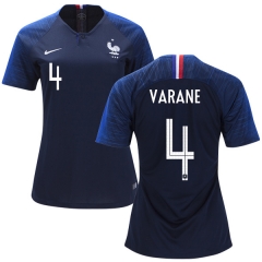 Women France 2018 World Cup RAPHAEL VARANE 4 Home Soccer Jersey Shirt