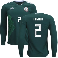 Mexico 2018 World Cup Home HUGO AYALA 2 Long Sleeve Soccer Jersey Shirt