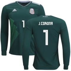 Mexico 2018 World Cup Home JOSE DE JESUS CORONA 1 Long Sleeve Soccer Jersey Shirt
