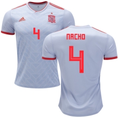 Spain 2018 World Cup NACHO FERNANDEZ 4 Away Soccer Jersey Shirt