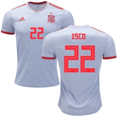 Spain 2018 World Cup ISCO 22 Away Soccer Jersey Shirt