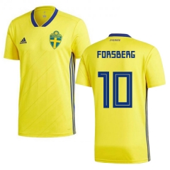 Sweden 2018 World Cup EMIL FORSBERG 10 Home Shirt Soccer Shirt