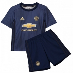 18-19 Manchester United 3rd Away Children Soccer Jersey Kit Shirt + Shorts