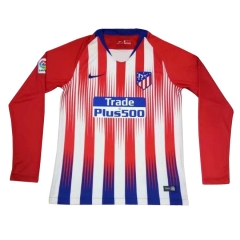 18-19 Atletico Madrid Home Long Sleeve Soccer Jersey Shirt