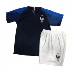 France 2 Stars 2018 World Cup Home Children Soccer Kit Shirt And Shorts