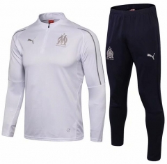 18-19 Olympique Marseille White Training Suit (Sweat Shirt+Trouser)