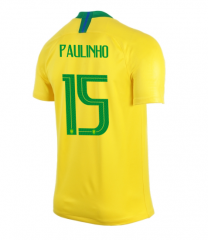 Brazil 2018 World Cup Home Paulinho Soccer Jersey Shirt