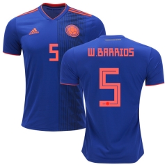 Colombia 2018 World Cup WILMAR BARRIOS 5 Away Soccer Jersey Shirt