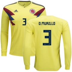 Colombia 2018 World Cup OSCAR MURILLO 3 Long Sleeve Home Soccer Jersey Shirt