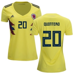 Women Colombia 2018 World Cup JUAN FERNANDO QUINTERO 20 Home Soccer Jersey Shirt