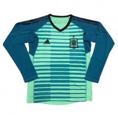 Spain 2018 FIFA World Cup Goalkeeper Green LS Soccer Jersey Shirt