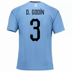 Uruguay 2018 World Cup Home D. Godin Soccer Jersey Shirt