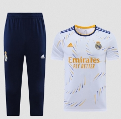 21-22 Real Madrid White Training Shirt and 3/4 Pants