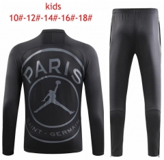 18-19 Children PSG Jordan Training Suit (O'Neck Black Sweat Shirt + Pants)