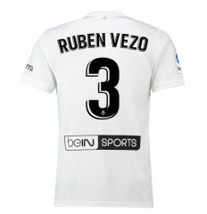 18-19 Valencia RUBEN VEZO 3 Home Soccer Jersey Shirt